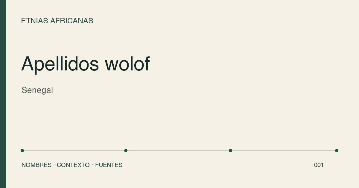 Portada tipográfica: Apellidos wolof — Senegal